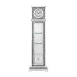 Acme Noralie Grandfather Clock in Mirrored & Faux Diamonds Acme