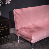 SFYZ HOME Velvet Armless Futon Slipcover,Stretch Silver Fox futon Cover, Modern Solid Color Sofa Bed Cover for for Futon Folding Bed Sofa (Pink,M-61-72.8in/155-185cm) SFYZ HOME