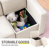 UNICOO –Kids Sofa, 2-in-1 Double Set Sofa Convert to Table & 2 Chairs, Children Boys Girls Couch Armrest Chair with Storage Box (ZKL-111K-Beige) UNICOO