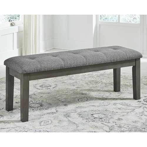 Signature Design by Ashley Hallanden Rustic Tufted Upholstered Dining Room Bench, Gray Signature Design by Ashley