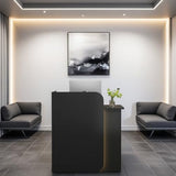 32 Inch Reception Desk, Modern Reception Table with LED Light, Front Counter Desk with Lockable Drawer, Checkout Counter for Lobby, Salon, Retail, Home Office, Reception Room OVZXSD