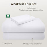 California Design Den Deep Pocket Twin Sheets Set - Luxury 600 Thread Count 100% Cotton Sateen, Twin Sheet Set with All Around Elastic for a Snug Fit, Hotel Quality Bedding - White California Design Den