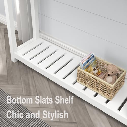 FOLUBAN Farmhouse Sofa Table, Rustic Vintage Console Table for Entryway, Living Room, Hallway, White FOLUBAN