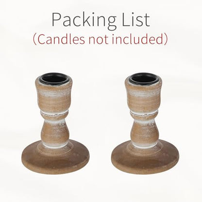 Inweder Candle Holders for Candlesticks, Wood Taper Candle Holders, Set of 2 Candle Holders for Table Centerpiece, Rustic Candle Holder, Farmhouse Candle Holders for Wedding, Home Decor, Even - WoodArtSupply