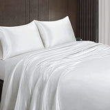 Homiest White Satin Twin Flat Sheet - Luxury & Ultra Soft Bedding for Twin Mattress, Single Flat Sheets Sold Separately Homiest
