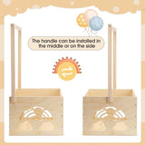 Yerliker Wooden Baby Shower Crate Closet Baby Shower Gifts Basket Baby Storage Crate Hamper with Handle Personalized Basket for Newborn Boys Girls Pregnancy Gifts(Wood Color, Cloudy, Rainbow) Yerliker