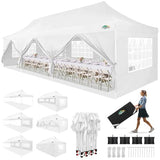COBIZI 10x30 Pop up Canopy with Roller Bag & 8 Removable Sidewalls, Canopy Tent for Parties, Wedding, and Commercials, Waterproof and Instant Shelter UV50+ Outdoor Gazebo with 4 Sandbags(White) COBIZI