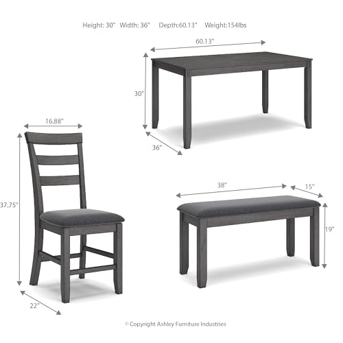 Signature Design by Ashley Bridson Modern 6 Piece Dining Set, Includes Dining Table, 4 Chairs & Bench, Gray Signature Design by Ashley