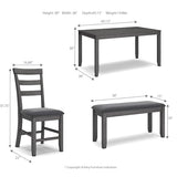 Signature Design by Ashley Bridson Modern 6 Piece Dining Set, Includes Dining Table, 4 Chairs & Bench, Gray Signature Design by Ashley