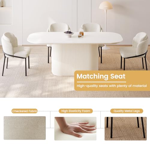 TreLined 70" Oval Dining Table Set for 6, 7-Piece Dining Set, Modern Dining Room Table with 6 Dining Chairs for Kitchen, Living Room, Bar, Large Oval Dinner Table, White TreLined