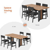 Itaar 5-Piece Dining Table Set for 4-6 People, 63" Extendable Kitchen Table and 4 Cushion Chairs, Dining Room Table with MDF Board & Metal Frame for Small Space, Easy Clean, Brown Itaar