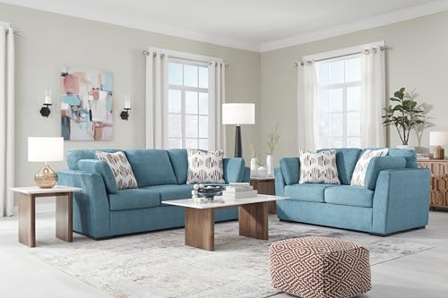 Signature Design by Ashley Keerwick Scandinavian Sofa with 4 Toss Pillows, Blue Signature Design by Ashley