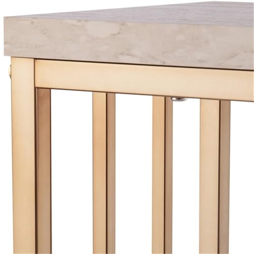 SEI Furniture Brexlyn Faux Stone Top Console Table in Champagne and White Southern Enterprises