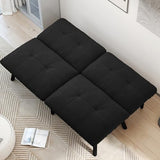 homeokay Futon Sofa Sleeper Couch Bed with Adjustable Backrest Thick Cushion Velvet Fabric for Department Living Room Lounge Sofa Loveseat (Black) homeokay