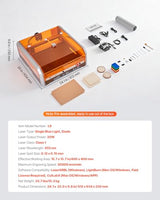 VEVOR Laser Engraver, 20W, Laser Engraving and Cutting Machine with Enclosure Camera, Laser Cutter, 15.7 x 15.7 in Working Area, 30000 mm/min, for Wood, Leather, Glass, Paper, Certain Metal, Class 1 VEVOR
