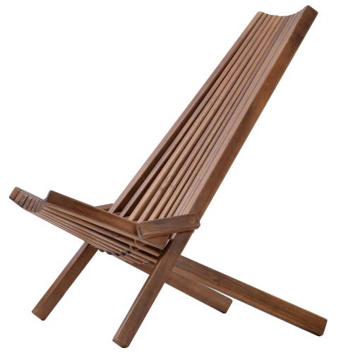 Folding Wood Outdoor Chair,Foldable Low Profile Acacia Wooden Lounge Chair for The Patio, Porch, Lawn, Garden (Natural) AnwickNomo