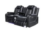 Ball & Cast Power Recliner Sofa Set Leather Reclining Couch Home Theater Seating 3PCS Recliner Couch Loveseat & Chair Sets with Coffee Table,Reading Light,Cup Holders for Home Theater,Living Room