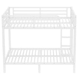 Bellemave Full Over Full Bunk Beds for Adults with Ladder & Full-Length Guardrails, Metal Heavy Duty Full Size Bunk Bed Frame with Sturdy Slats, Noise Free, No Box Spring Needed, White Bellemave
