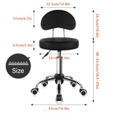 KKTONER Rolling Stool with Mid Back Height Adjustable Chair PU Leather Swivel Chair with Wheels for Office Home Task Drafting (Black) KKTONER