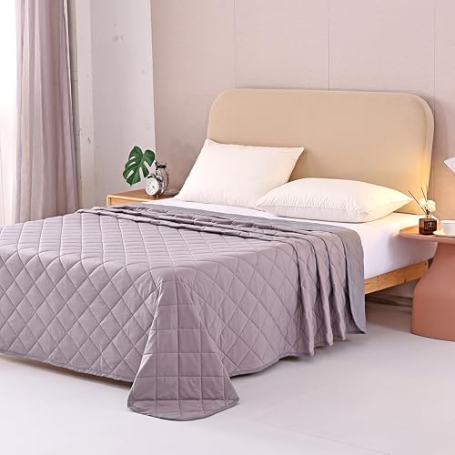 EVOLIVE Poly/Elastane Diamind Quilted All Season Light Weight Single Reversible Cooling Quilted Throw (Grey, Throw 50“x60”) EVOLIVE