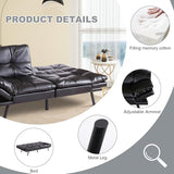 MUUEGM Futon Sofa Bed Convertible Couch,Memory Foam Futon Sofa Couch,Sleeper Futons Sofa Couches,Small Splitback Modern Loveseat Sofa Bed for Living Room,Office,Apartment,Faux Leather,Black. MUUEGM