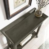 Topol Tray Edge Solid Wood Console Table with Drawer and Shelf, Smoke Gray Wash, Perfect for Entryways, Hallways, and Living Rooms – Leick Home, 10127-GR Leick Home