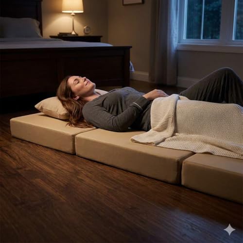 D&D Futon Furniture Tan Twin Size Shikibuton Trifold Foam Beds 6 x 39 x 75, 1.8 lbs high Density Foam, Folding Mattresses D&D Futon Furniture