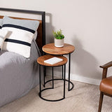 BIRDROCK HOME Wooden Nesting Side Tables - Mid Century Modern Stackable Coffee Table - Space-Saving Wooden End Table for Living Room, Bedroom, Centerpiece, Office, Balcony - Natural Mango Wood - 2 Set BIRDROCK HOME