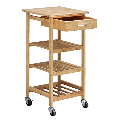 Oceanstar Design Group Bamboo Kitchen Trolley, Natural - WoodArtSupply