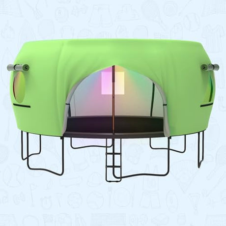Gardenature 14FT Trampoline Tent for Kids(Tent Only),Fit for 8 Curved Poles Round Trampoline, Trampolien Shade Cover, Trampolien Accessories,Anti-Tear, Green Gardenature