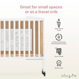 Dream On Me Folding Full-Size Convenience Baby Crib in White, GreenGuard Gold & BSA, Portable, Patented Quick Folding System, Strong Wheels, 2 Adjustable Mattress Heights