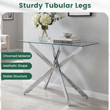 Giantex Glass Console Table, 45" Modern Entryway Table w/Clear Tempered Glass Top & Heavy Duty Metal Tubular Legs, Accent Sofa Tables, Behind Couch Tables for Living Room, Entrance, Hallway, Silver Giantex