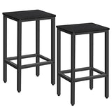 MAHANCRIS Bar Stools, Set of 2 Bar Chairs with Footrest, 2-Piece Dining Stools, 25.8-Inch Height, Rectangular Industrial Bar Stools, Strong Metal Frame, for Dining Room, Kitchen, Black BAHB0101 MAHANCRIS