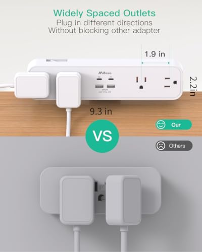PD30W Desk Clamp Power Strip, Desktop Mount Surge Protector, Fast Charging Station, 5Ft Extension Cord Desk Edge Mount Shelf with 4 Outlets 4 USB Ports (2 USB C), Home Office Accessories Essentials Mifaso