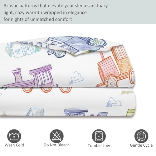 3-Piece Double-Sided Printed Duvet Cover Set Single – Soft Microfiber Bedding with Minimalist Car Cute Design with Zipper Closure,Includes 1 Duvet Cover + 2 Pillowcases Multicolor Generic