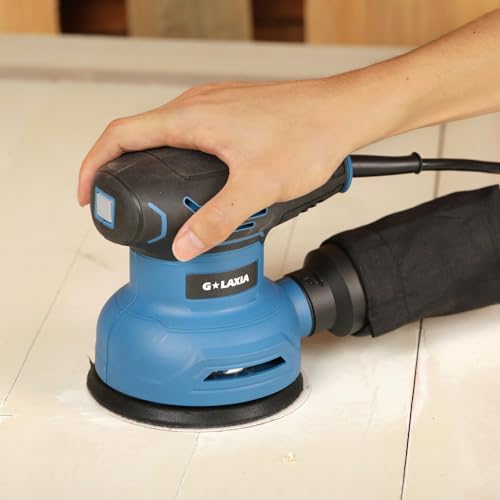 G LAXIA Orbital Sander，2.5Amp 5-inch Electric Sander with 15 piece Sanding Discs, 6 Variable Speed 6000-13000OPM and Dust Collection System for Sanding and Polishing G LAXIA