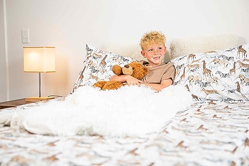 Where The Polka Dots Roam Safari Animals Full Bedsheet Set for Kids - Jungle Adventure Bedding for Explorers, Includes Fitted Sheet, Flat Sheet and Pillowcases - Wildlife Wonders Decor for Boys Room Where The Polka Dots Roam