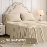 Swiftify Twin Sheets Set, 3 Pieces Hotel Luxury Soft Microfiber Bed Sheets Set, Up to 16" Deep Pockets, Oeko-Tex Sheets with Elastic, Breathable, Wrinkle Free (Beige, Twin) Swiftify