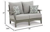 Signature Design by Ashley Outdoor Visola Patio HDPE Loveseat with Nuvella Throw Pillows, Gray Signature Design by Ashley