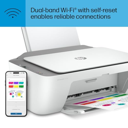 HP DeskJet 2755e Wireless Color inkjet-printer, Print, scan, copy, Easy setup, Mobile printing, Best-for home, 3 months of Instant Ink included,white