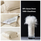 Eastwarmth Lightweight Goose Down Comforter Cooling Blanket Duvet for Summer/Warm Weather, 100% Cotton Cover Grey,Full/Queen Size(90x90inch) Eastwarmth