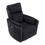 Lexicon Modern Swivel Glider Recliner Chair, Nursery Glider, Corduroy Fabric Upholstery Recliner with 2 Lumbar Pillows, Manual Reclining Sofa Chair for Living Room/Office/Apartment, Black Lexicon