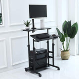 UNICOO Portable Standing Desk on Wheels, Height Adjustable Mobile Workstation, Versatile for Home Office, Rolling Sit to Stand Design, Ergonomic - (U101-B) UNICOO