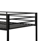 Furniture of America Dravenor Modern Metal Twin Over Twin Low Profile Bunk Bed with Reversible Ladder and Twnty-Two Slats, No Box Spring Required, for Kids, Bedroom, Dorm, Black Furniture of America