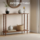 HOOBRO 39.4'' Console Table, 2-Tier Entryway Table Sofa Table with Storage, Mid-Century Modern Behind Couch Table with Rubberwood Leg for Living Room, Hallway, Foyer, Walnut WL105XG01 HOOBRO