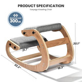 Easyego Kneeling Chair Ergonomic Posture Chair, Wood Adjustable Rocking Knee with Soft Padding, Natural Relief for Neck or Back Pain for Home Office, Max Load 300 lb - Gray Easyego