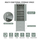 62.2" Wide Storage Cabinet Pantry Cupboard with Doors and Drawers for Home Kitchen, Bathroom and Living Room, Adjustable Shelf, White Merax