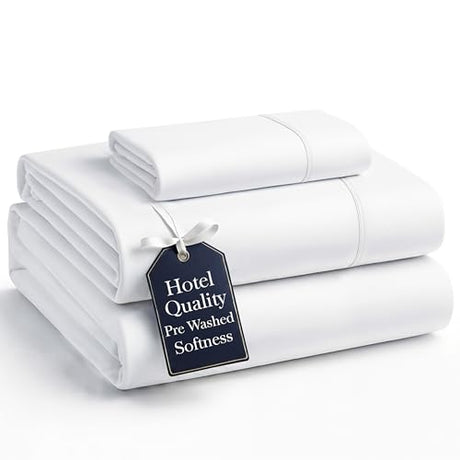Casa Platino Twin Sheets Set, 100% Brushed Microfiber Pre-Washed Twin Sheet Set, 3 Piece Set, Soft & Cozy Cooling Bedding, Fade-Resistant, 15-Inch Deep Pocket White Bed Sheets Casa Platino