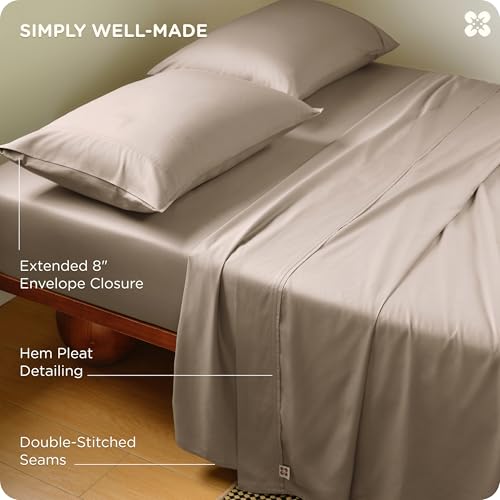 Bedsure Bamboo Viscose Cooling Sheets, Rayon Cotton Blend, Breathable & Buttery Soft King Size Sheets Set, Deep Pocket Up to 18", Hotel Luxury Bedding for Hot Sleepers, Simply Taupe Bedsure