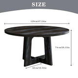 47-Inch Round Conference Table Wooden Wood Base, Modern Wooden Conference Table for 4-6 People, Easy Assembly Boardroom Table (Black) TMGSK